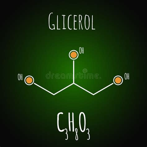 Molécula De La Glicerina Del Glicerol Fórmula Química Y M Estructurales Ilustración Del Vector