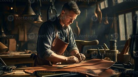 A skilled craftsman working on a leather project AI Generated 31224383 ...