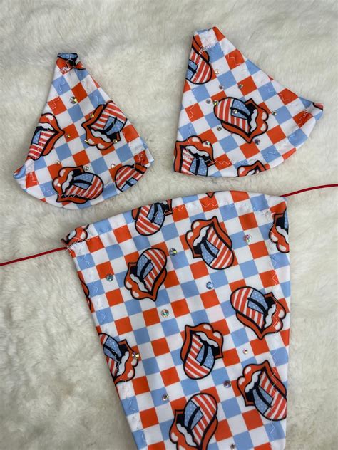 Patriotic Micro Bikini Set Exotic Dancewear Stripper Outfit Etsy