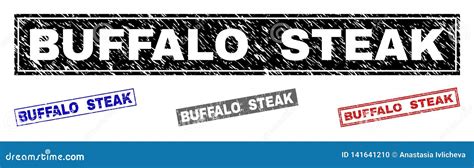 Grunge Buffalo Steak Scratched Rectangle Watermarks Stock Vector