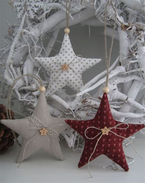 Baumschmuck Stoff Weihnachtsbaumschmuck Sterne Im Landhaus Stil