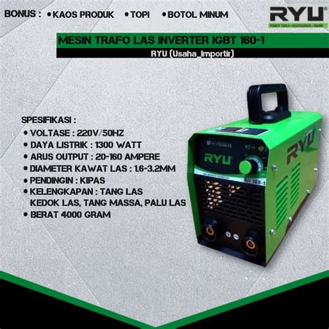 Jual Mesin Trafo Las Ryu Inverter Igbt Ryu Original Mesin Ryu Mesin Las