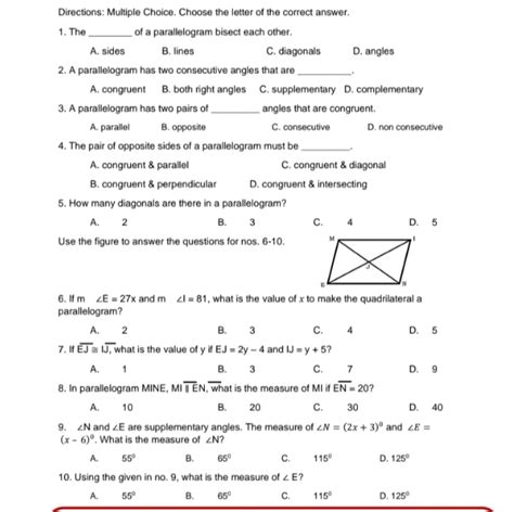 Solved Directions Multiple Choice Choose The Letter Of The Correct