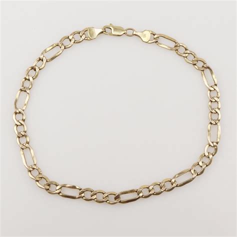 Kt Gold Figaro Chain Bracelet Property Room