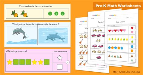 preschool math worksheets  prekinders math printables