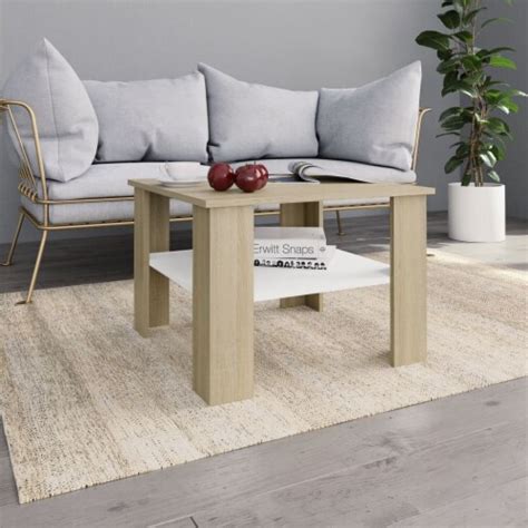 Vidaxl Coffee Table White And Sonoma Oak X X Engineered