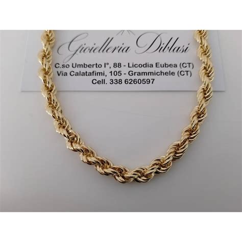 Collana Girocollo Oro Giallo Karati Modello Corda Treccia