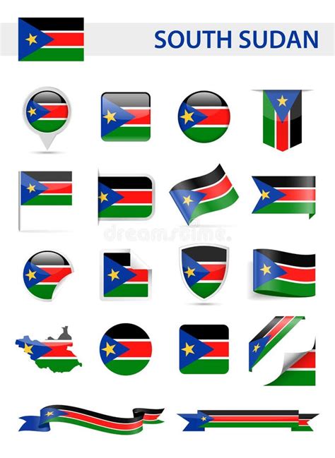 South Sudan Flag Vector Set Stock Illustration Illustration Of