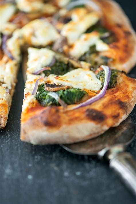 Spinach Mushroom And Goat Cheese No Knead Pizza