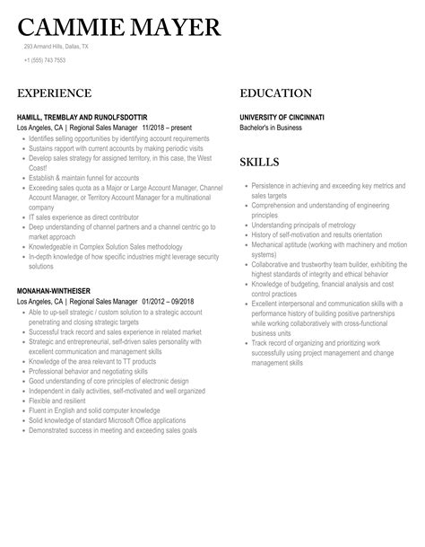 Regional Sales Manager Resume Samples Velvet Jobs