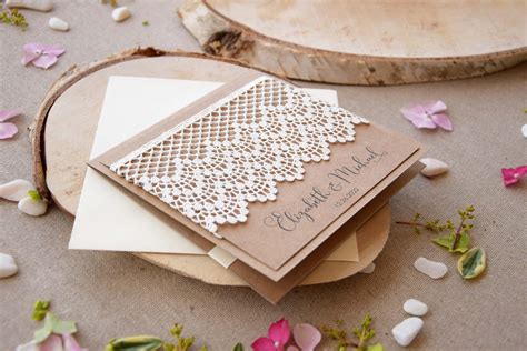 Rustic Lace Wedding Invitation Kits, Rustic Wedding Invitations