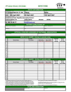 Fillable Online Entry Form Itf Fax Email Print Pdffiller