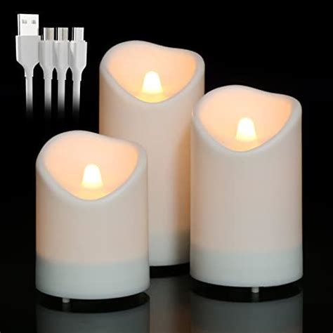 SoulBay Solar Candles Outdoor Waterproof 3pcs USB Rechargeable