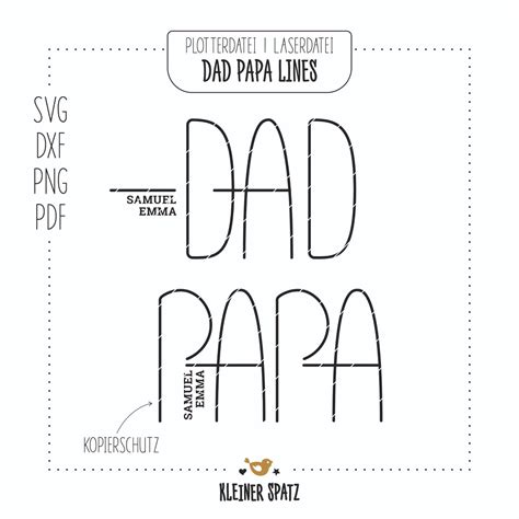 Laserdatei Plotterdatei Motiv Dad Papa Lines Dad Lines Papa