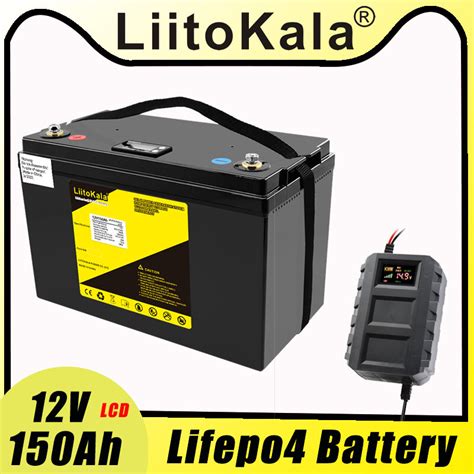 Liitokala 12v 150ah Lifepo4 셀 팩 128v 150ah Lcd 리튬 철 인산염 배터리 보트 전기 모터