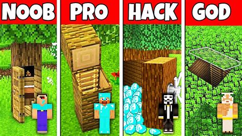 Minecraft Battle Noob Vs Pro Vs Hacker Vs God Secret Tree Entrance