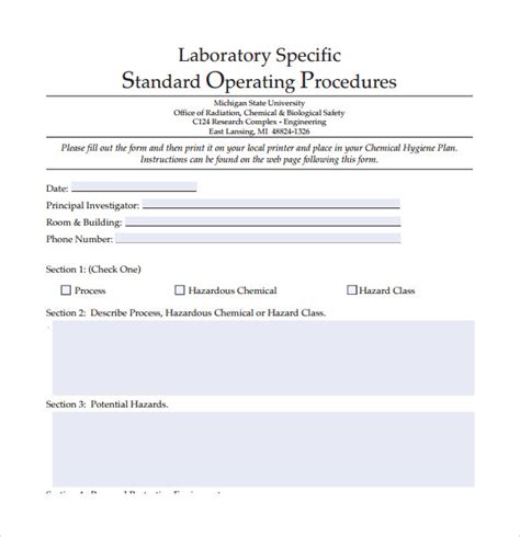 Laboratory Sop Template