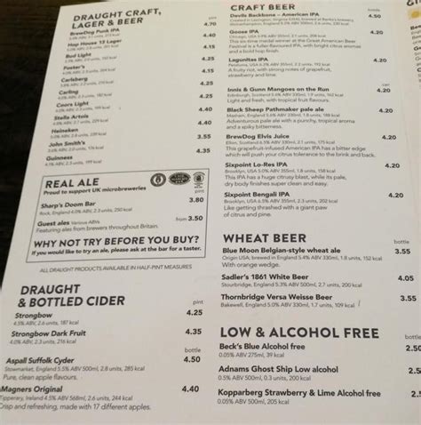 Online Menu Of The Running Horse Jd Wetherspoon Restaurant Doncaster