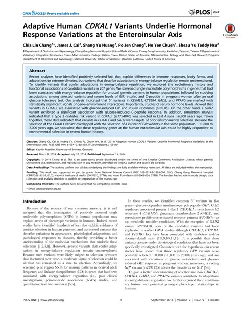 Pdf Adaptive Human Cdkal1 Variants Underlie Hormonal Response