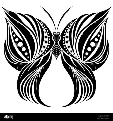 Stencil ornamental black butterfly isolated on the white background ...