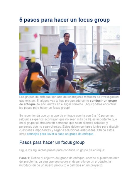 Pasos Para Hacer Un Focus Group Pdf Grupo De Enfoque Science