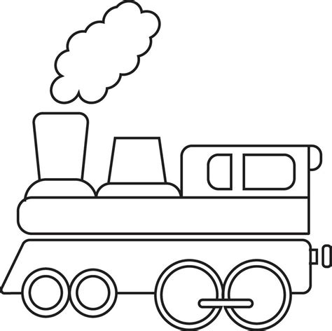 Black line art illustration of train in flat style. 24828707 Vector Art ...