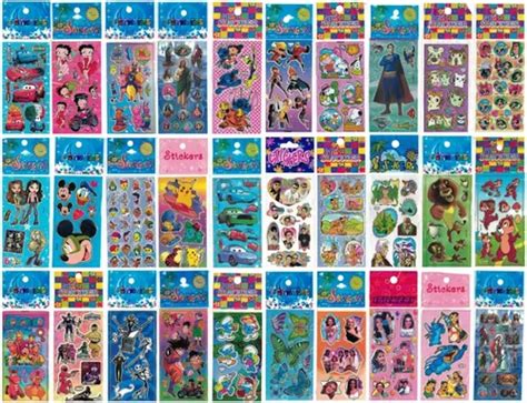 Kit Cartelas Adesivo Infantil Sticker V Rios Personagens