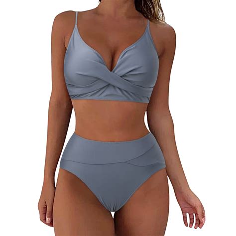 Sopiago Bathing Suit Women Twist High Waisted Bikini Swimwear Two Piece