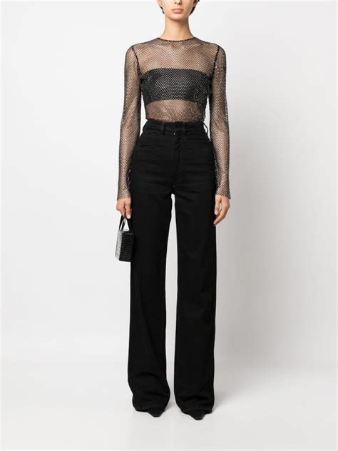 Giuseppe Di Morabito Rhinestone Embellished Mesh Top Farfetch