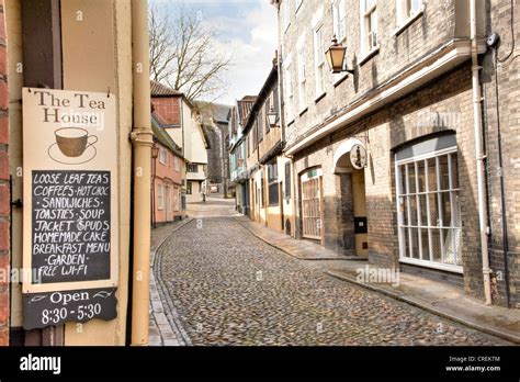 Norwich Street Scene With Coffee Sign Stock Photo Alamy