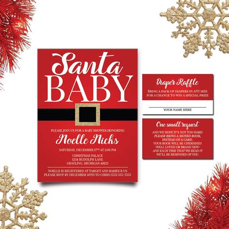 Santa Baby Shower Invitations Winter Baby Shower Invitations