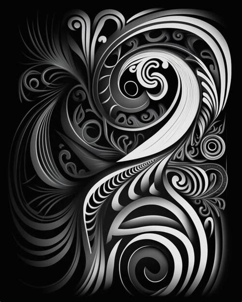 Premium Photo A Black And White Drawing Of A Swirly Design Generative Ai