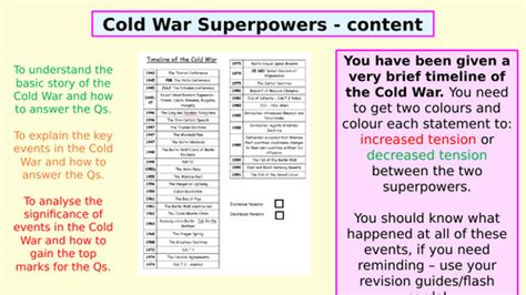 Cold War Exam Revision Edexcel Gcse Teaching Resources