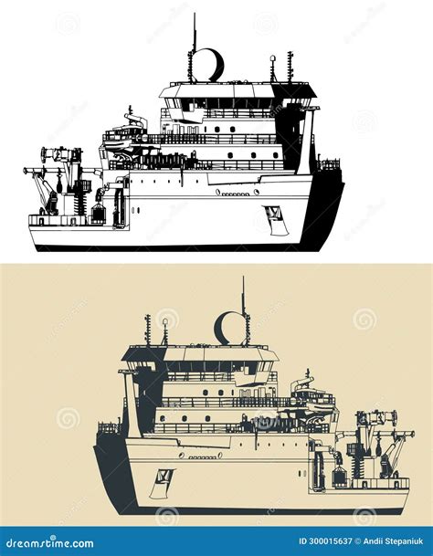 Research Vessel Stock Vector Illustration Of Boat Industrial 300015637