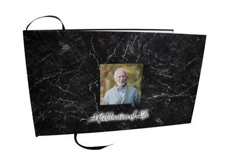 Black Marble Matching Themed Celebration Of Life Guest Book For