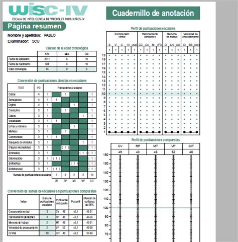 TEST WISC IV REPORTE PLUS