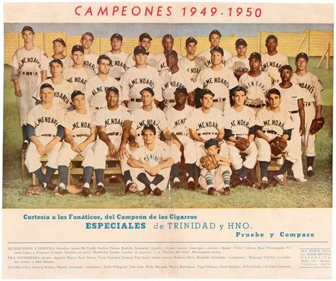 Hake's - 1949-50 TRINIDAD Y HNO- ALMENDARES CUBAN BASEBALL TEAM PREMIUM.