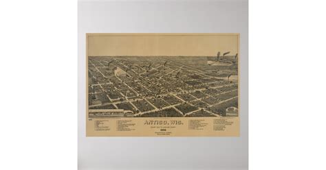 vintage pictorial map  antigo wi  poster zazzleconz