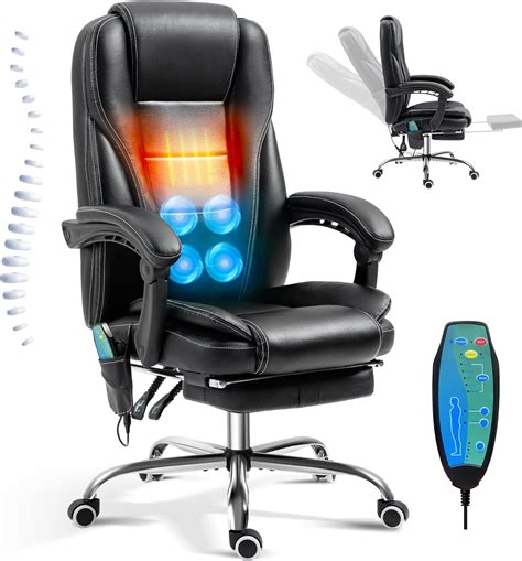 Reclining Massage Office Chair With Footrest High Back Ergonomic Executive Chair With Heating