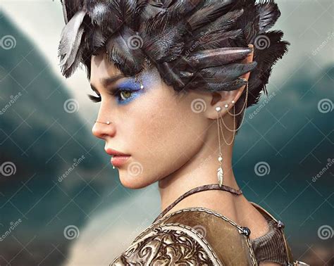 Profile Portrait Of A Fantasy Female Elf Wearing Decorative Jewelry