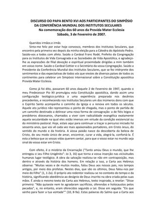 Discurso Do Papa Bento Xvi PDF