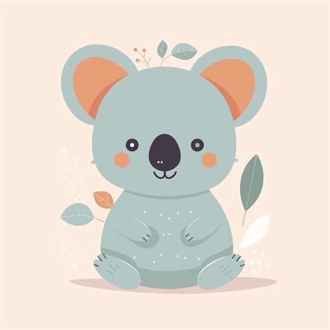 Koala Dessin Animé Illustration Bébé Animal Mascotte Vecteur Premium