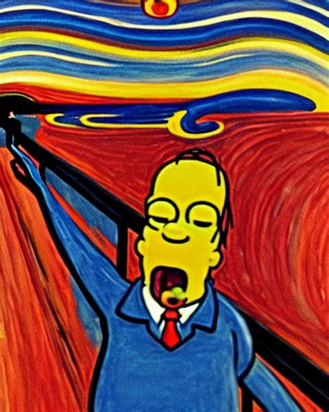 KREA AI - a painting of homer simpson screaming in the screa...