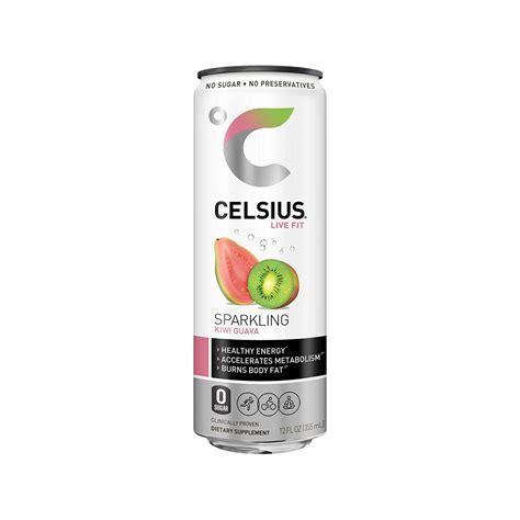 CELSIUS Sparkling Kiwi Guava Fitness Drink 12 Oz DAILY BREAD