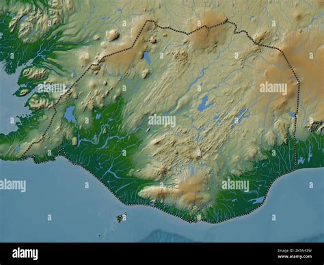 Suurland Region Of Iceland Colored Elevation Map With Lakes And