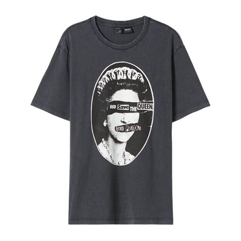 Футболка Bershka Party Collection Regular Fit Short Sleeve With Sex Pistols Print черный