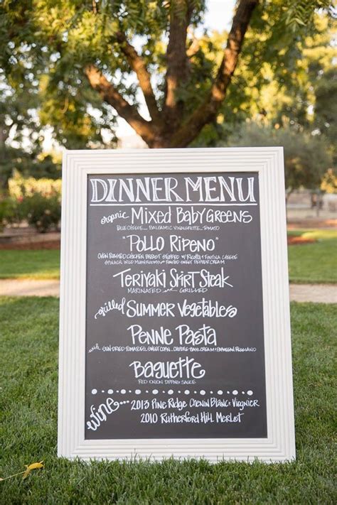 Menu Chalkboard Menu Signage Napa Valley Wedding Chalkboard Menu