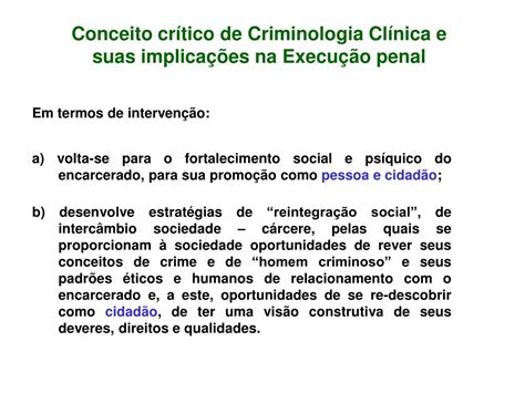 Ppt Conceitos De Criminologia Cl Nica E Suas Implica Es Na Execu O