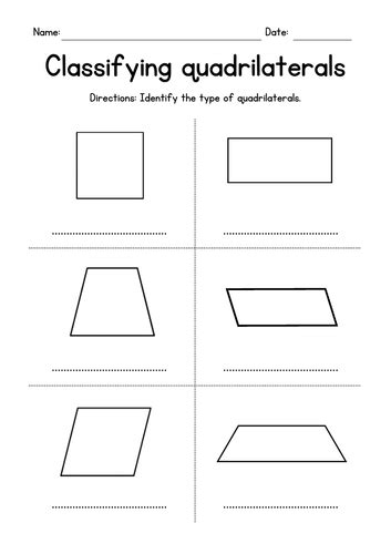 Classifying Quadrilaterals Geometry Worksheets Teaching Resources