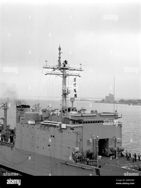 A Starboard Amidships View Of The Tank Landing Ship USS BOULDER LST